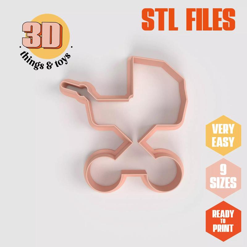 Baby Carriage - Cookie Cutter Clay - Many Size