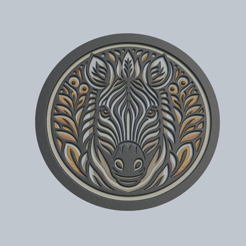 Zebra Animal Medallion Zebra 3d Print Model