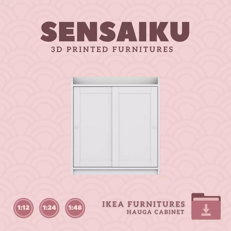 HAUGA Cabinet with Doors for Mini Dollhouse IKEA 3D Print