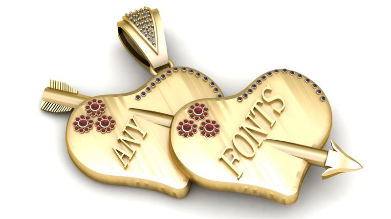 Two Heart Pendant – 3D Printable Jewelry Model | Romantic Gold Design