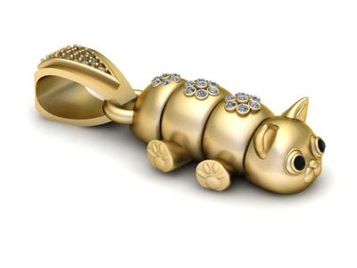 Gold Cat Pendant 3D Printable Model