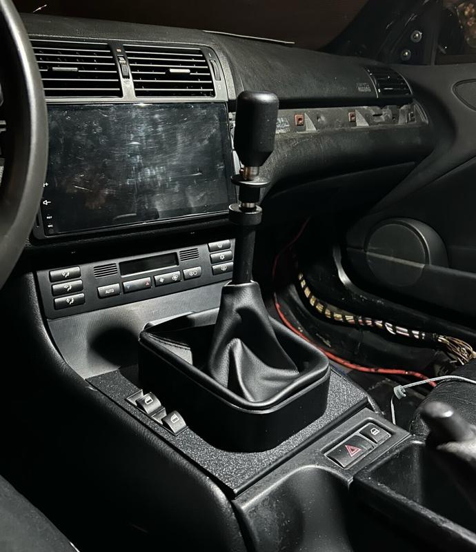 BMW E46 Center console - AC relocation - short Shifter Hider