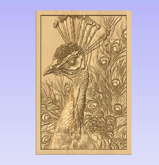 Regal Peacock – 3D Relief STL for CNC Wood Carving