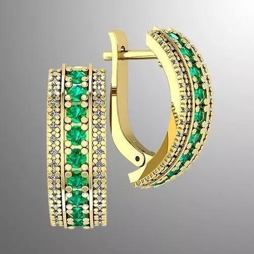 Earrings n 8 emerald and diamond gold