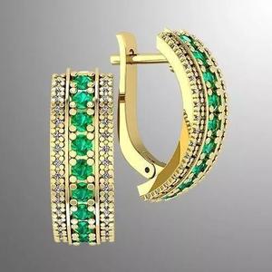 Earrings n 8 emerald and diamond gold