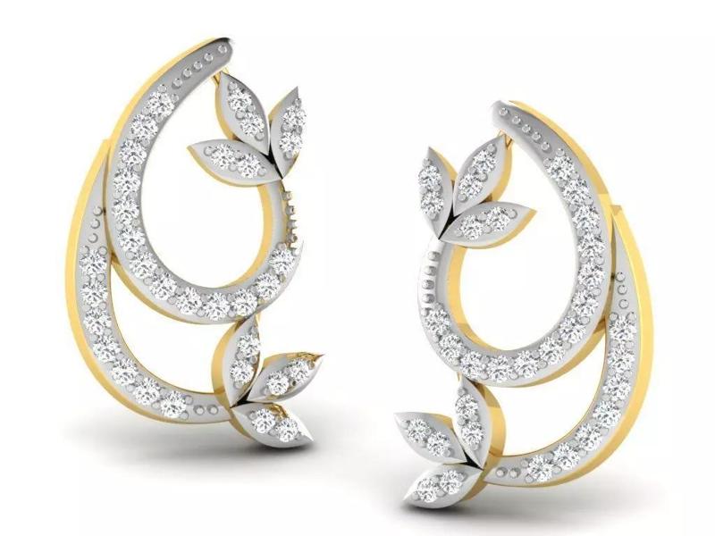 Gold Diamond Women Earring 3D print Model