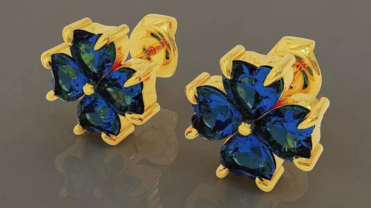 prong set heart shape diamond flower stud earring