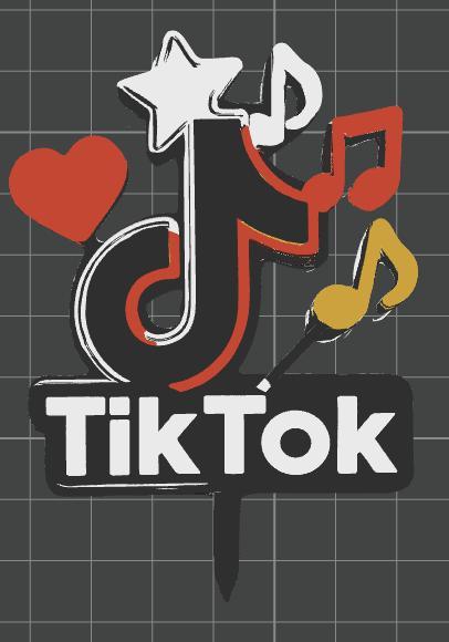 TikTok 3D Cake Topper - Funny decoration with notes, star and heart