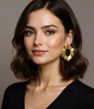Geometric Gold Hoop Earring