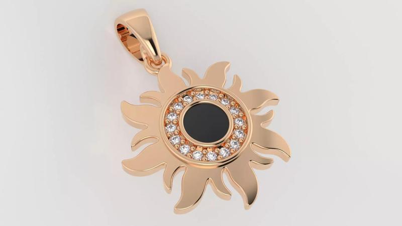 3dm and stl sun pendant printable jewelry model