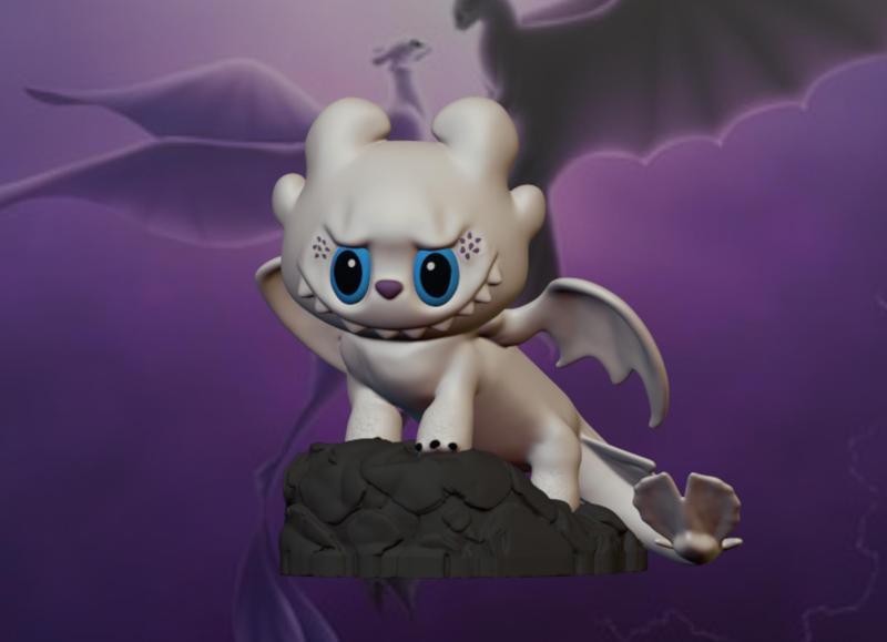 Labubu Light Fury – How to Train Your Dragon Mashup