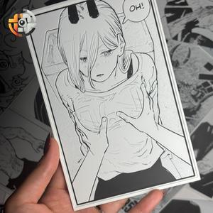 POWER X DENJI | CHAiNSAWMAN - WALL ART - DESK DECORATION - HUEFORGEENTHUSIAST - MANGA PANEL