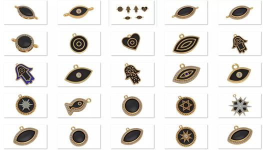 25 Black Enamel Light Weight Charm Pendant Necklace 3dm models