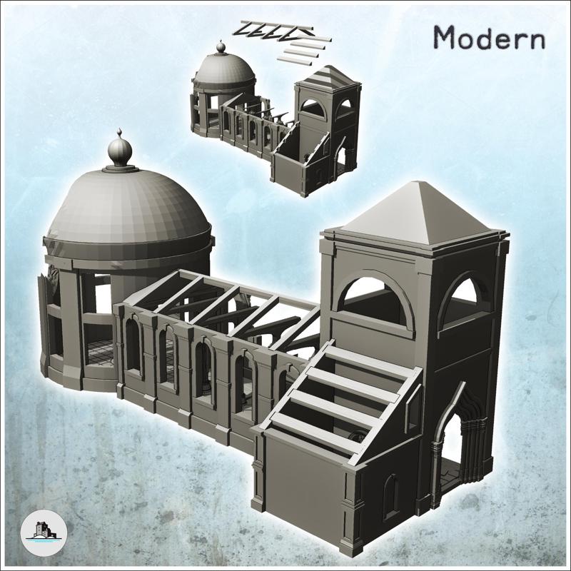 Church ruin with dome, frame and bell tower (4) - World War Two Second WWII Western campaign USA UK Germany