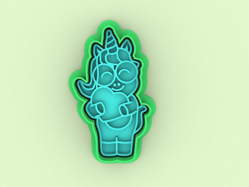 Cortador de galletas unicornio con corazon - cookie cutter Unicorn  with heart