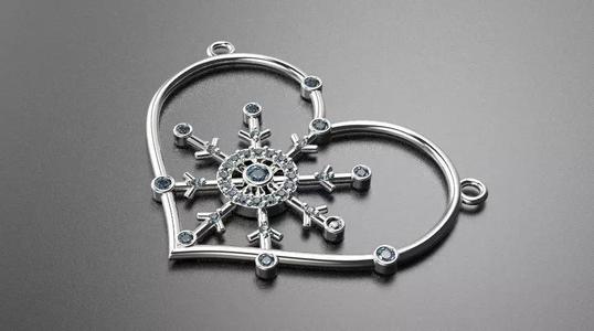 3D print model heart pendant VALENTINES DAY snowflakes