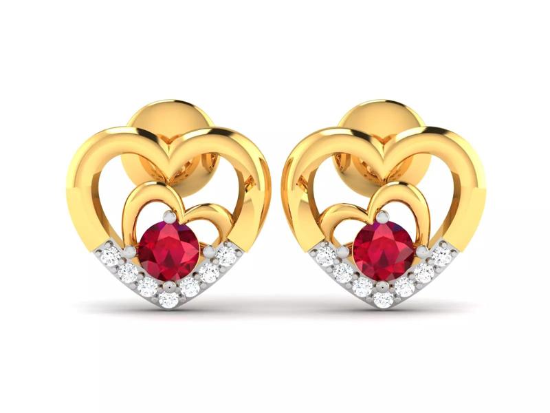 Women Heart Earrings 3dm STL OBJ FBX Render Details