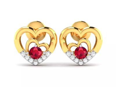 Women Heart Earrings 3dm STL OBJ FBX Render Details