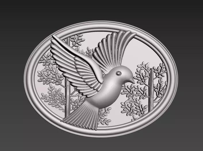 3d bird silver medallion with