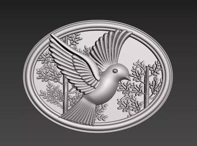 3d bird silver medallion with