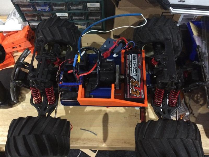 Traxxis T-maxx electric conversion motor and battery mount