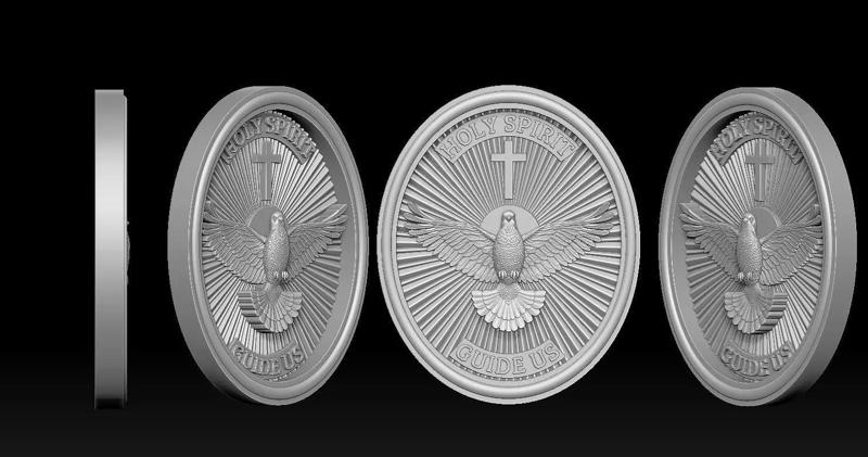 Holy Spirit Pendant - Coin - Espirito Santo 3D print model