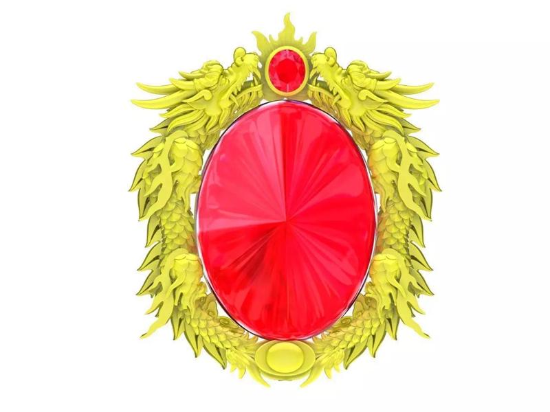 Fengshui Zodiac Lucky Oval Gemstones Dragon Pendant A4696