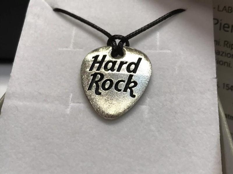 3D printable guitar pick with engraved Hard Rock Cafe logo
