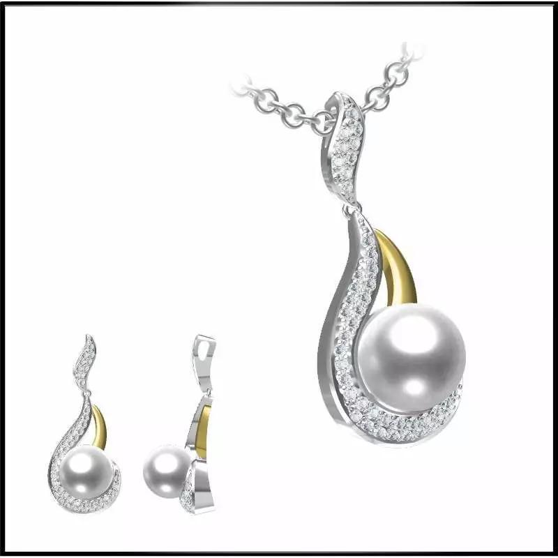 JCD Format White gold pearl set jewelry design
