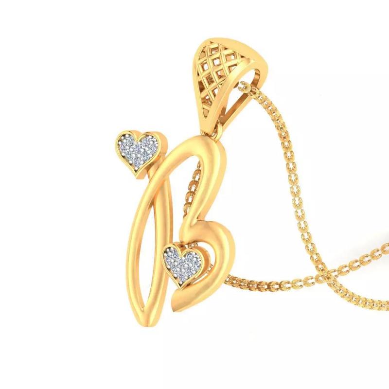 B Alphabet Pendant B Heart Pendant