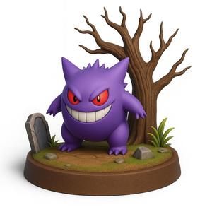 Gengar – 3D Printable Pokémon Figurine with Cemetery Base