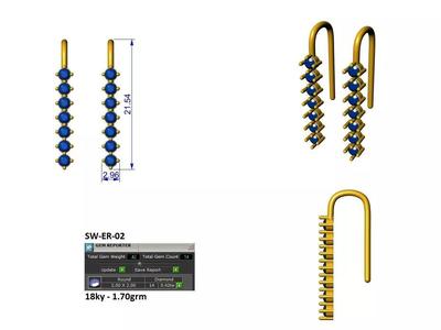 diamond single line earring