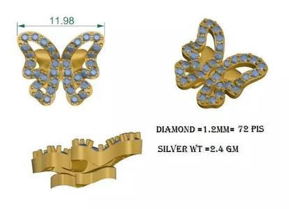 Butterfly design diamond pendant for women 3D model