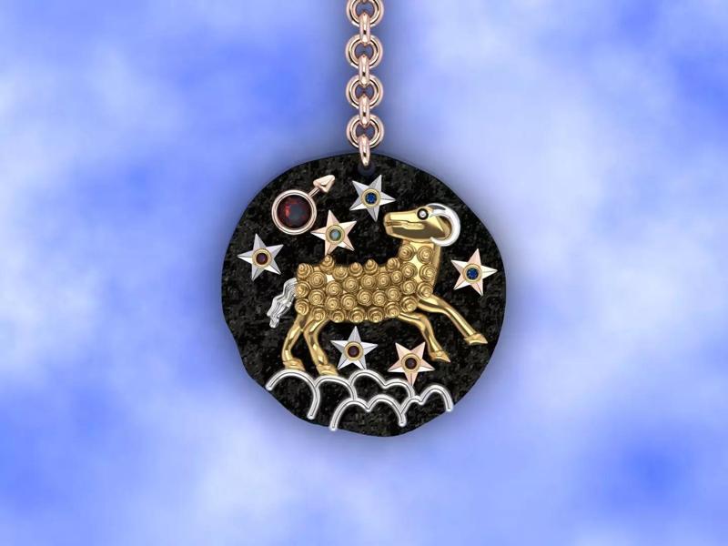 aries  zodiac coin necklace