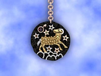aries  zodiac coin necklace