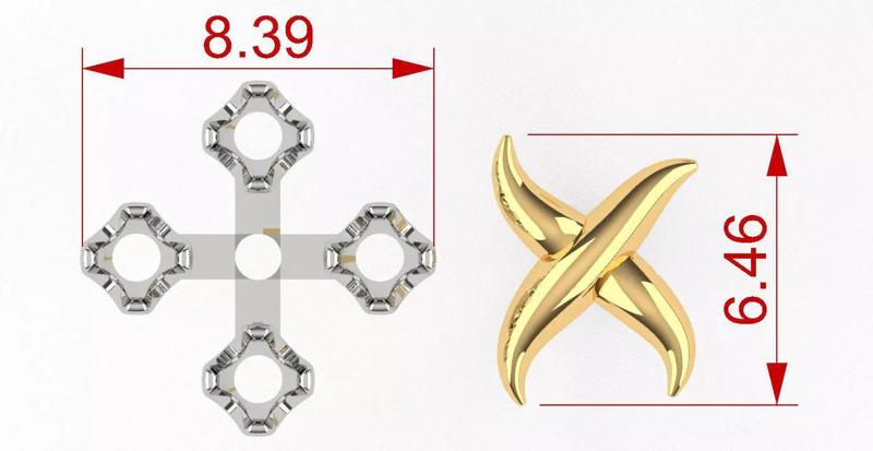 Lynn Earrings gold 3D