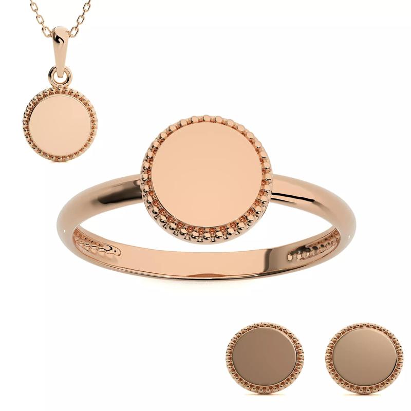 Round Light wt Plain Gold Earrings Studs 3dm stl ply glb gltf  3D Model Collection