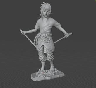 Life Size Sasuke Uchiha Dual Blade Battle Stance