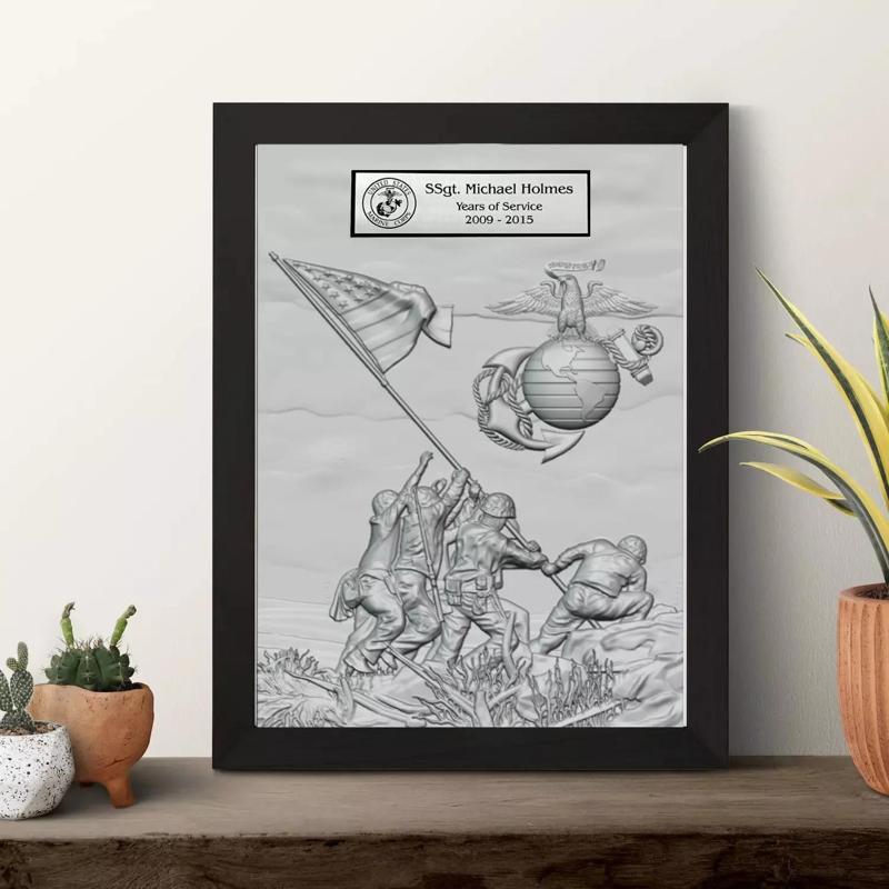 Battle of Iwo Jima monument US Marines logo for A5 Photoframe