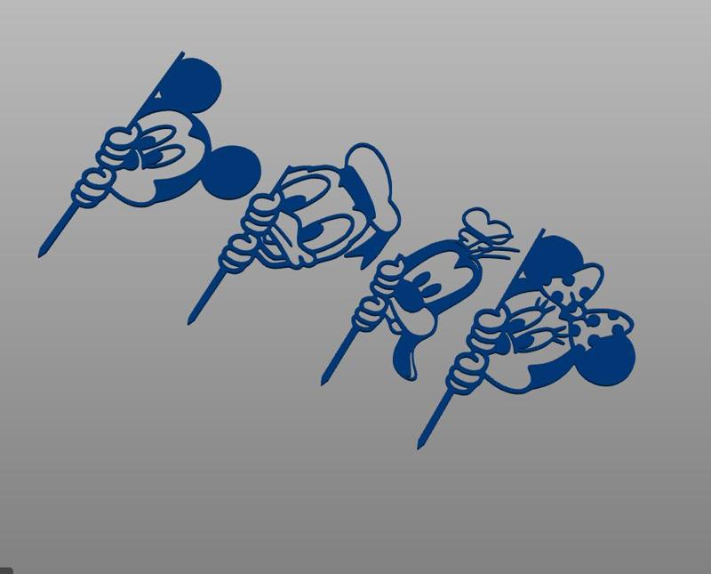 4 toppers disney mickey, minnie, donald and goofy