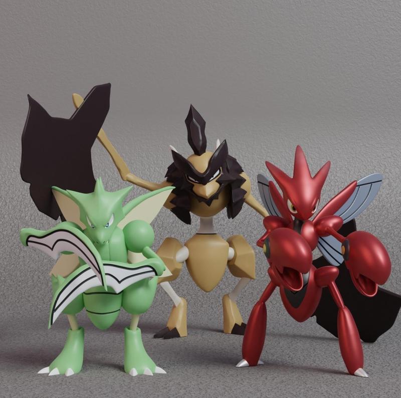 Pokemon - Scyther, Scizor and Kleavor with 2 poses