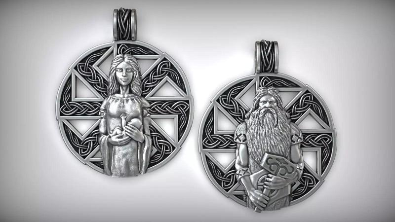 Nordic Slavic Viking Rune Kolovrat Pendants  3D Model Collection
