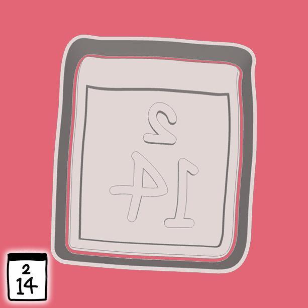 Valentine's day cookie cutters - 14th of February (calendar sign) (style 2)