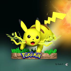 Pikachu figure with smoke