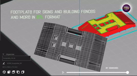 Footplate for signs and building for 3d print