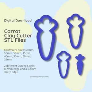 Carrot Clay Cutter - STL Digital File Download- 8 sizes and 2 Cutter Versions