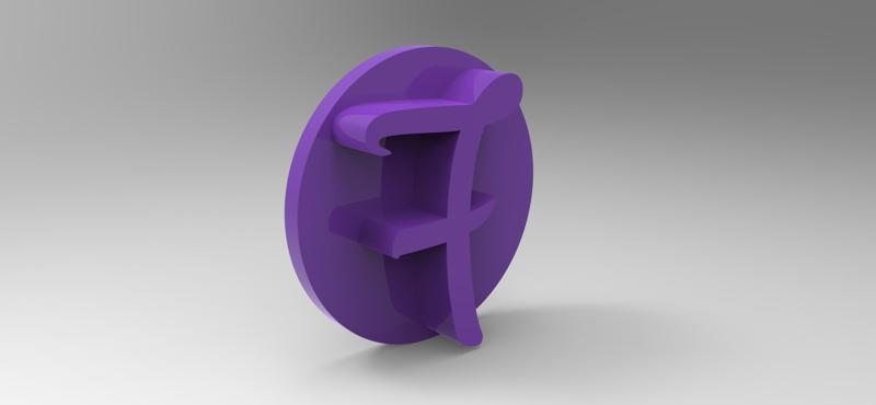 Alphabet stamp plus fondant cutter for letter F ready for 3D printing