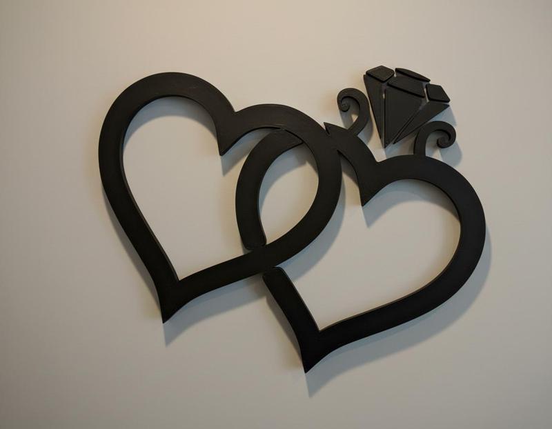 Romantic Heart and Diamond  Minimalist Love Silhouette