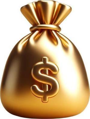 Golden money bag, bag, dollar, decorated bag, decor, toy