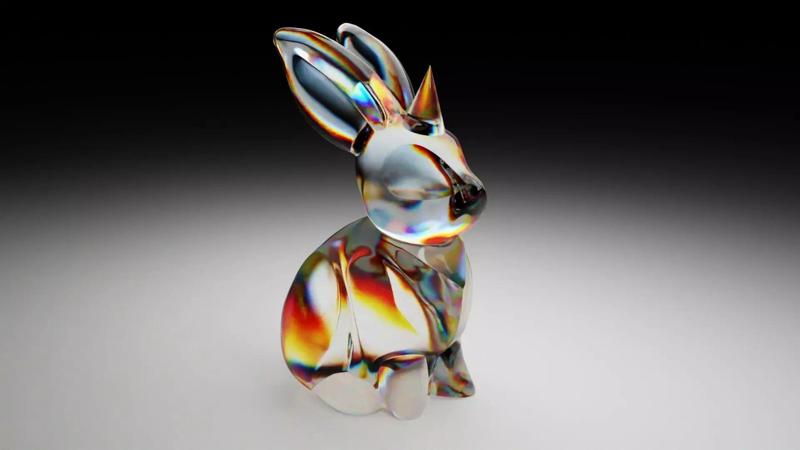 Unicorn Bunny Lalique Inspired Crystal Lead Glass Metal